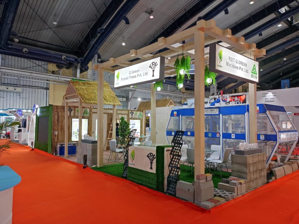 APL Apollo exhibition pavilion with framed product displays and meeting space